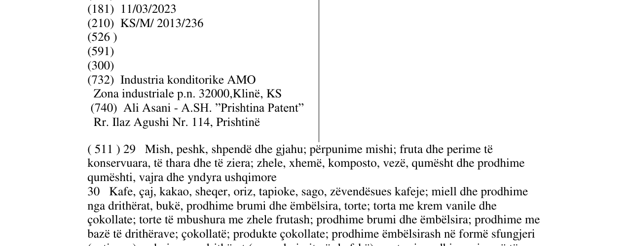 Zëri i markës AMORINI në buletin