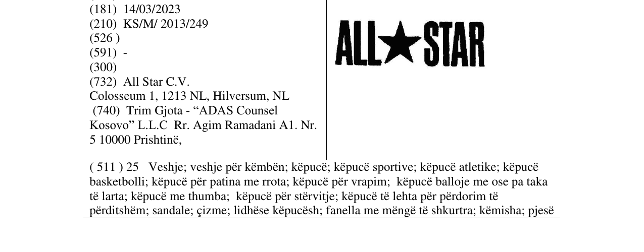 Zëri i markës All Star në buletin