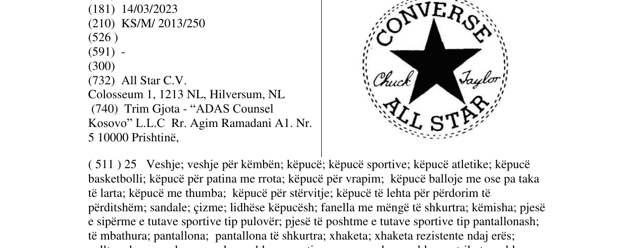 Zëri i markës CONVERSE ALL STAR në buletin