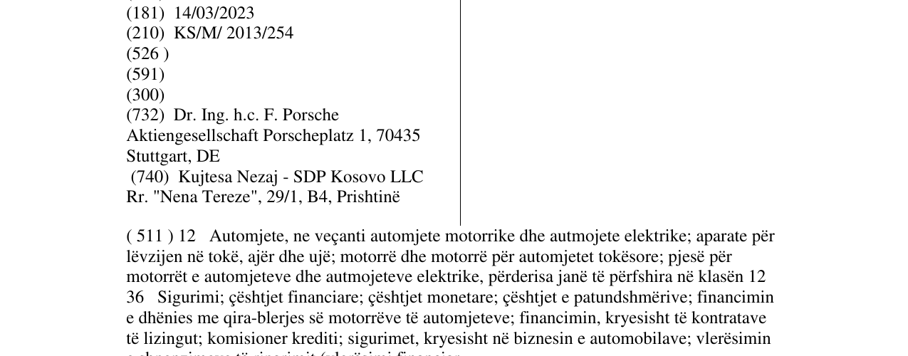 Zëri i markës Porsche në buletin