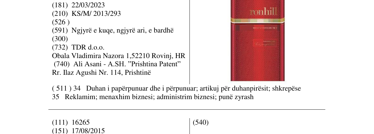 Zëri i markës ronhill në buletin