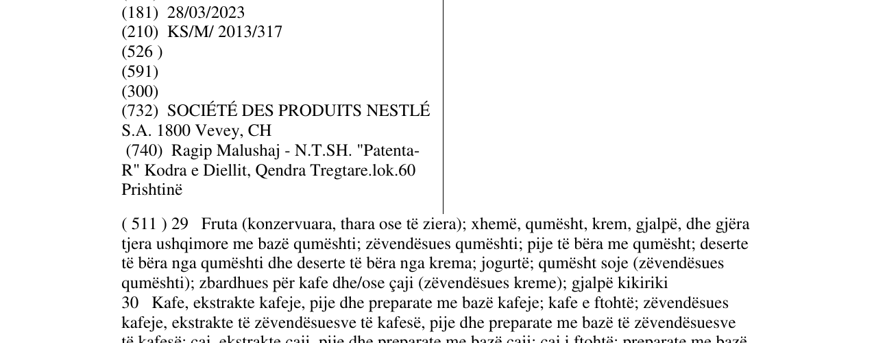 Zëri i markës CIPIRIPI në buletin