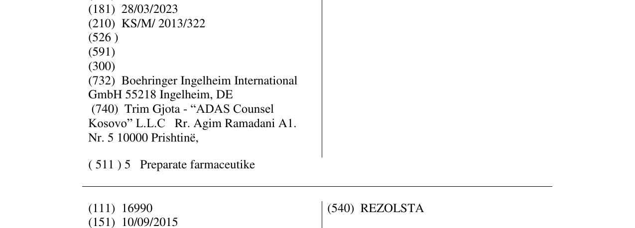 Zëri i markës SRIVASSO në buletin
