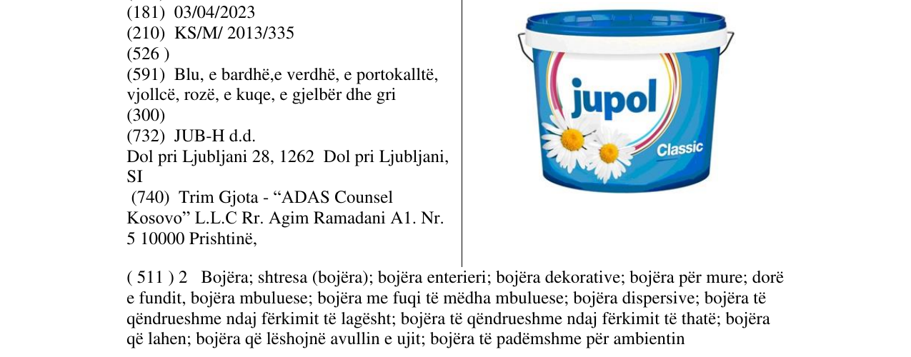 Zëri i markës jupol classic në buletin