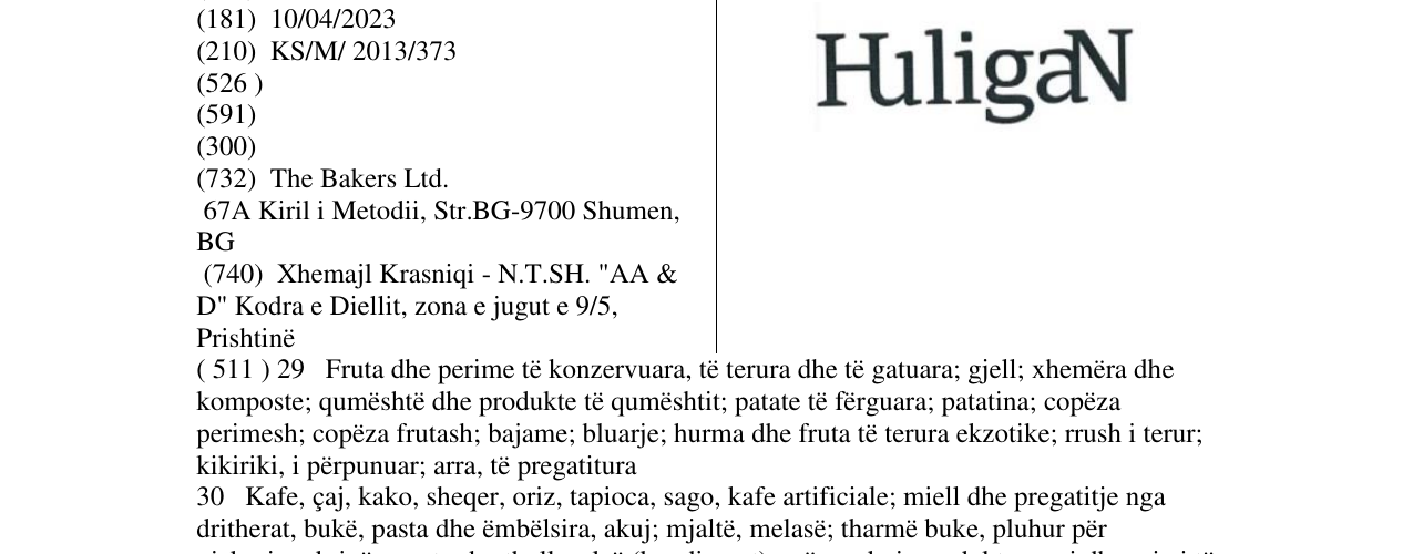 Zëri i markës HuligaN në buletin