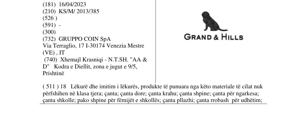 Zëri i markës GRAND & HILLS në buletin