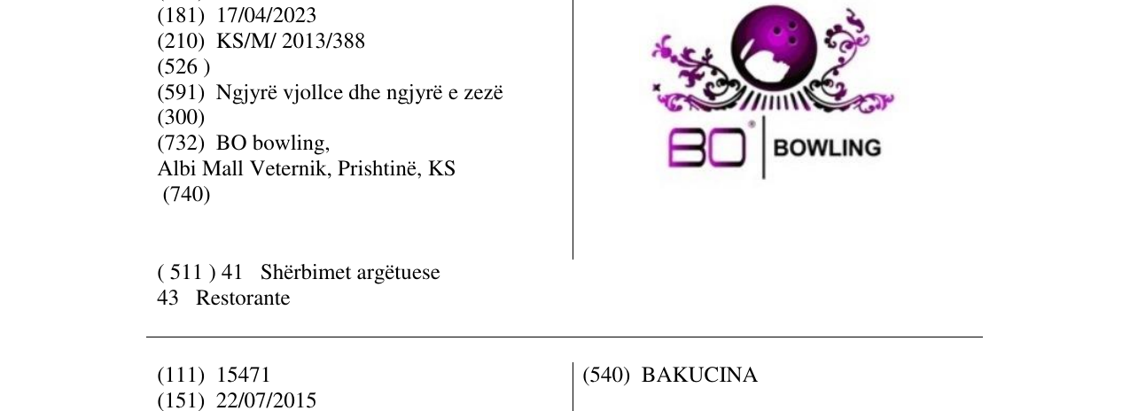 Zëri i markës BO BOWLING në buletin