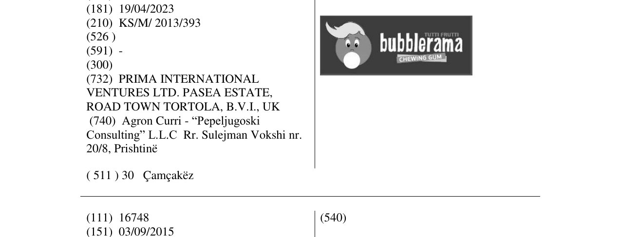 Zëri i markës bubblerama në buletin