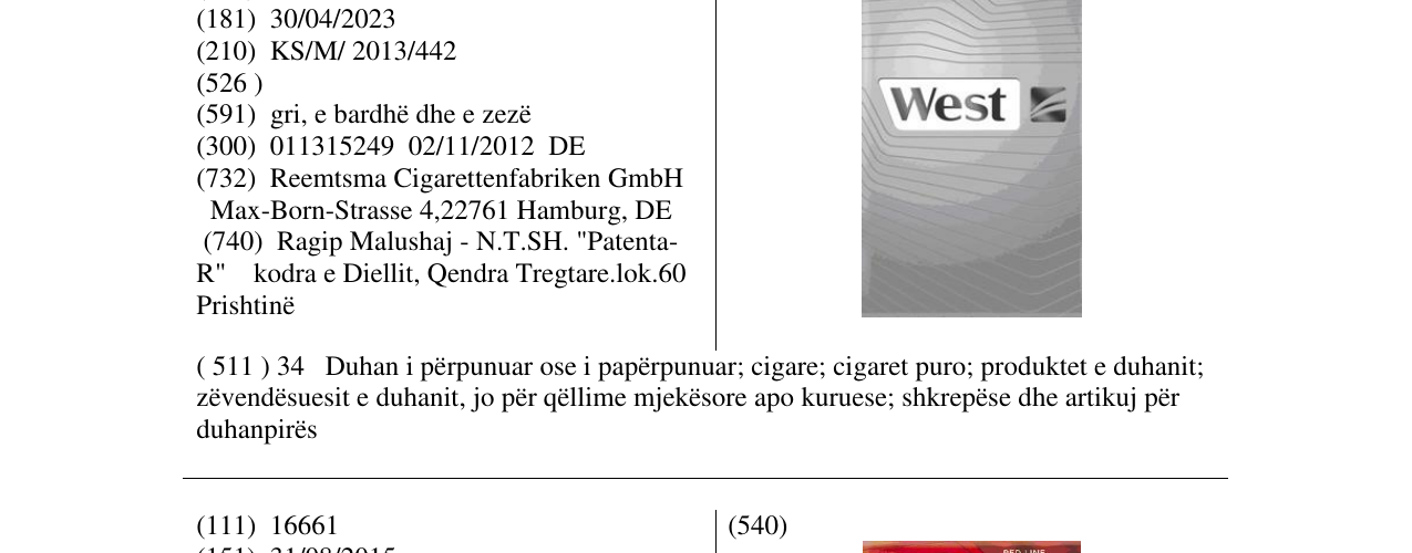 Zëri i markës West në buletin