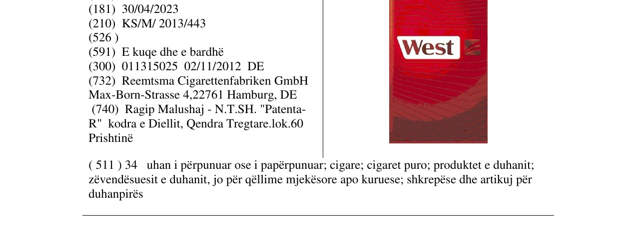 Zëri i markës West në buletin