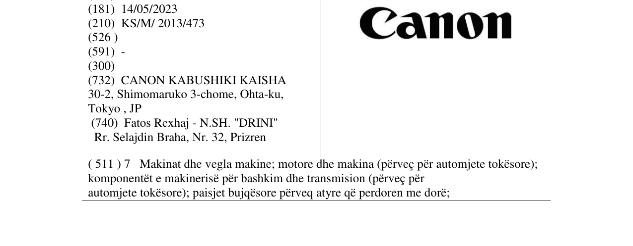 Zëri i markës Canon në buletin