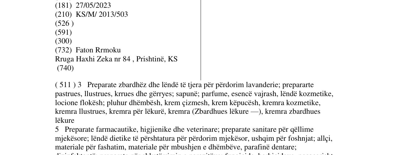 Zëri i markës CASABLANCA në buletin