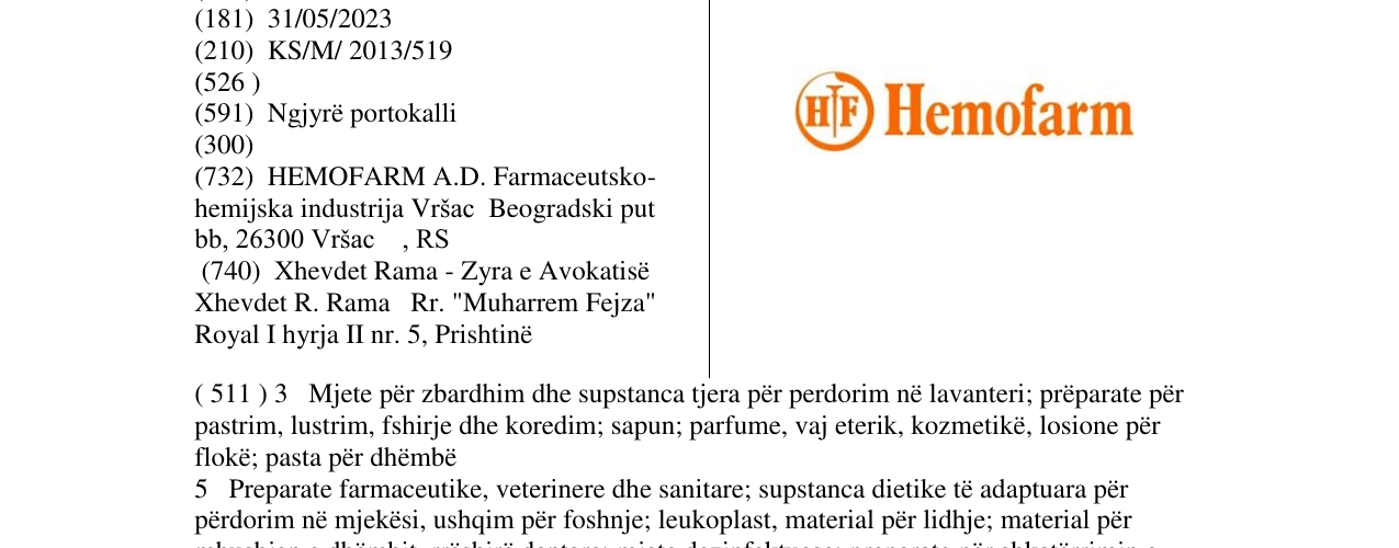 Zëri i markës H F Hemofarm në buletin