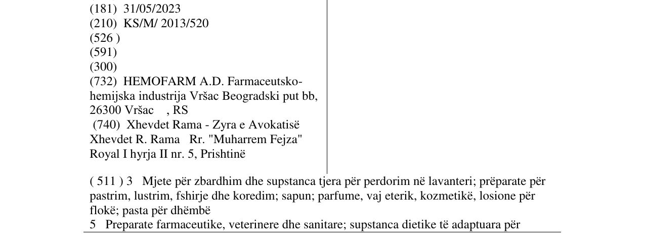 Zëri i markës HEMOFARM në buletin