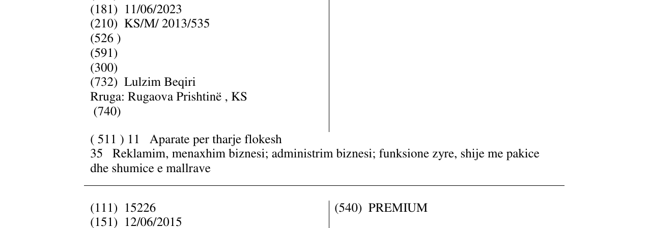 Zëri i markës Faba në buletin