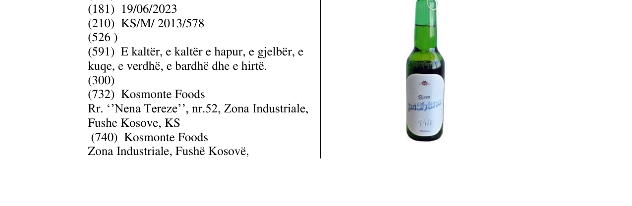 Zëri i markës Birra prishtina në buletin
