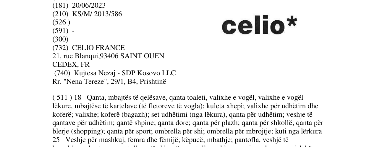 Zëri i markës celino në buletin