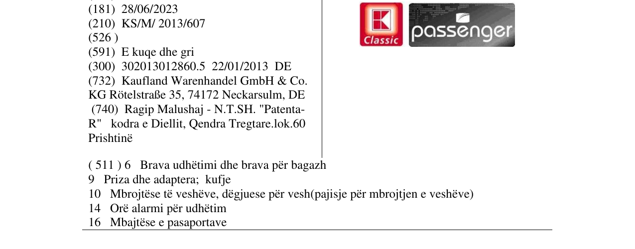 Zëri i markës K Classic passenger në buletin