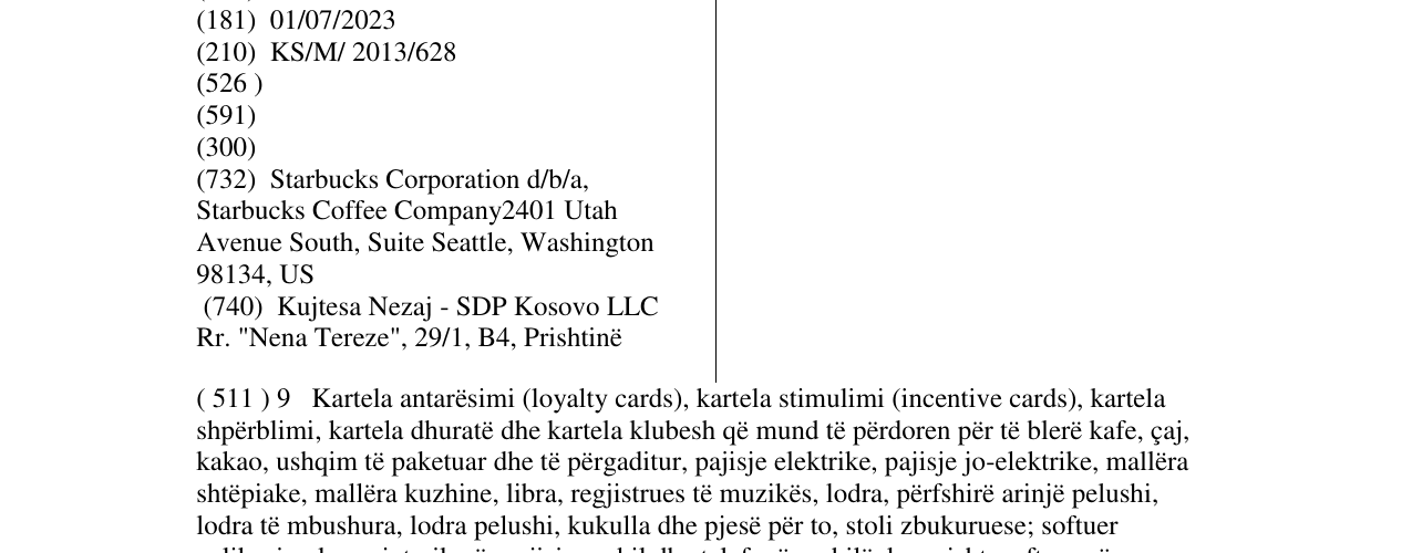 Zëri i markës STARBUCKS në buletin