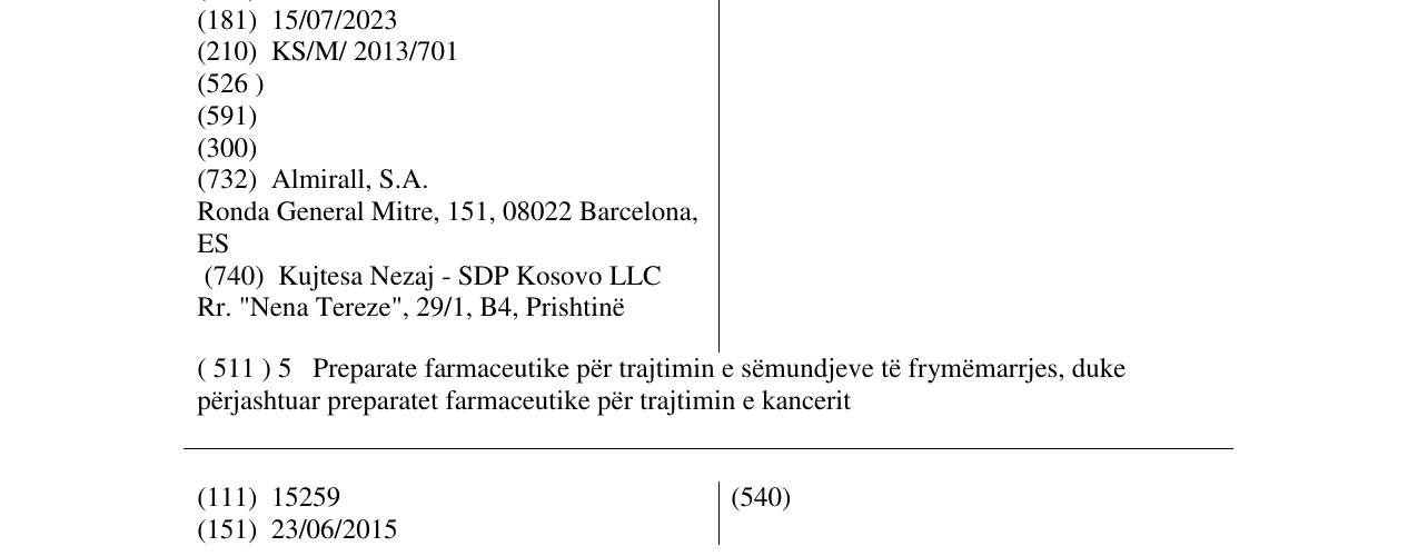 Zëri i markës DUAKLIR në buletin