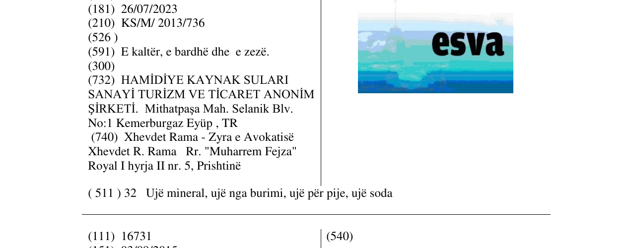 Zëri i markës esva në buletin