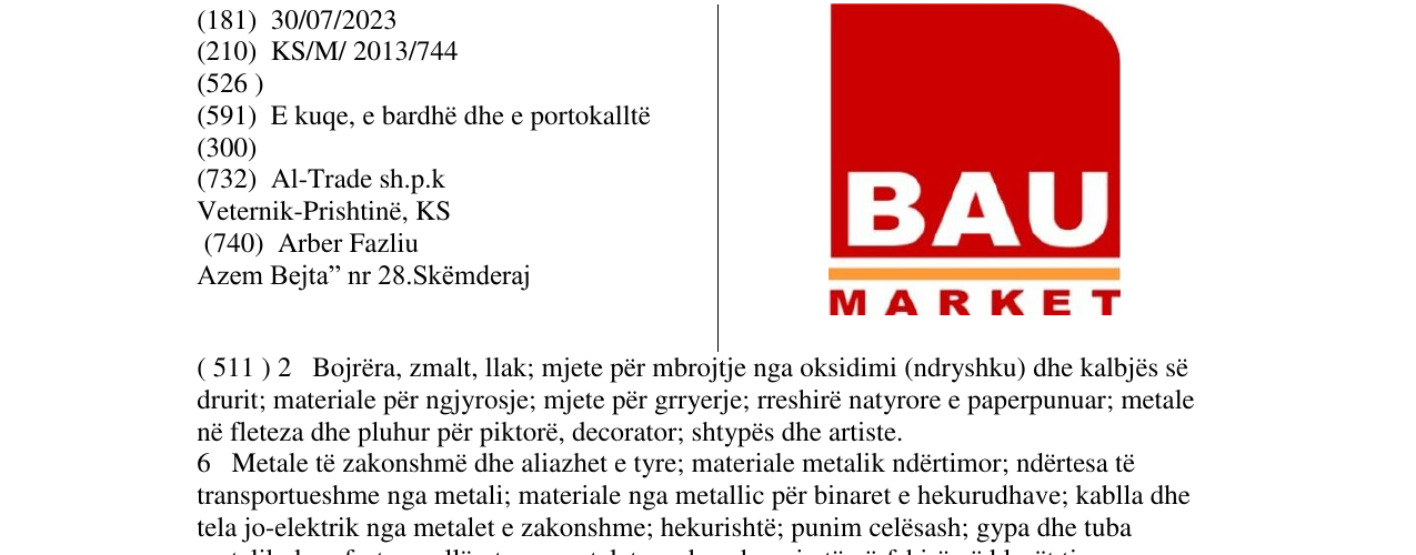 Zëri i markës BAU MARKET në buletin