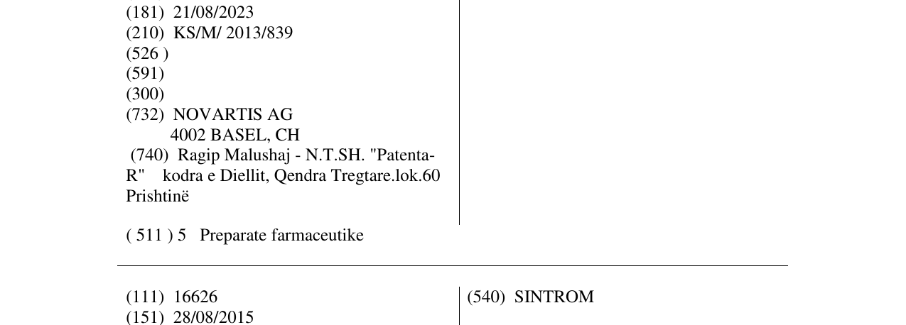 Zëri i markës NITRODERM TTS në buletin