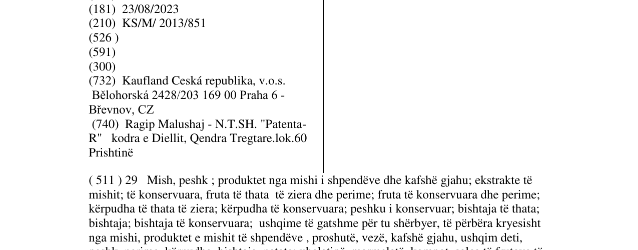 Zëri i markës VITAE D´ORO në buletin