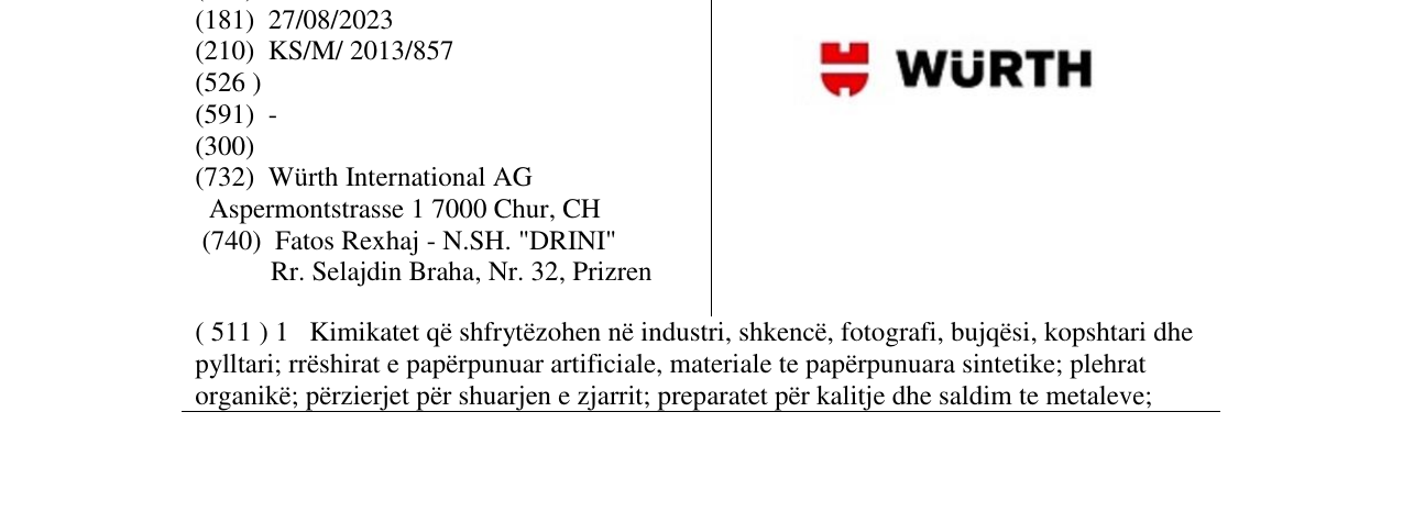 Zëri i markës WURTH në buletin