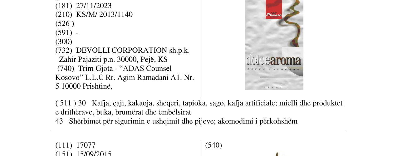 Zëri i markës dolcearoma në buletin