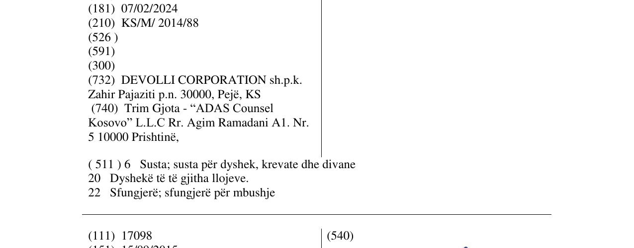 Zëri i markës COMODITA DREAM në buletin