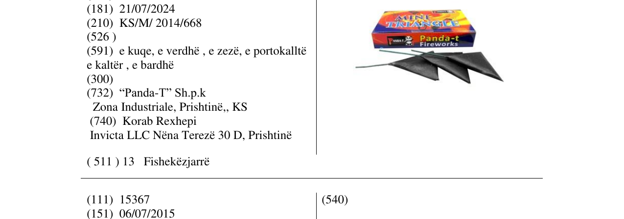 Zëri i markës MINI TRIANGLE në buletin