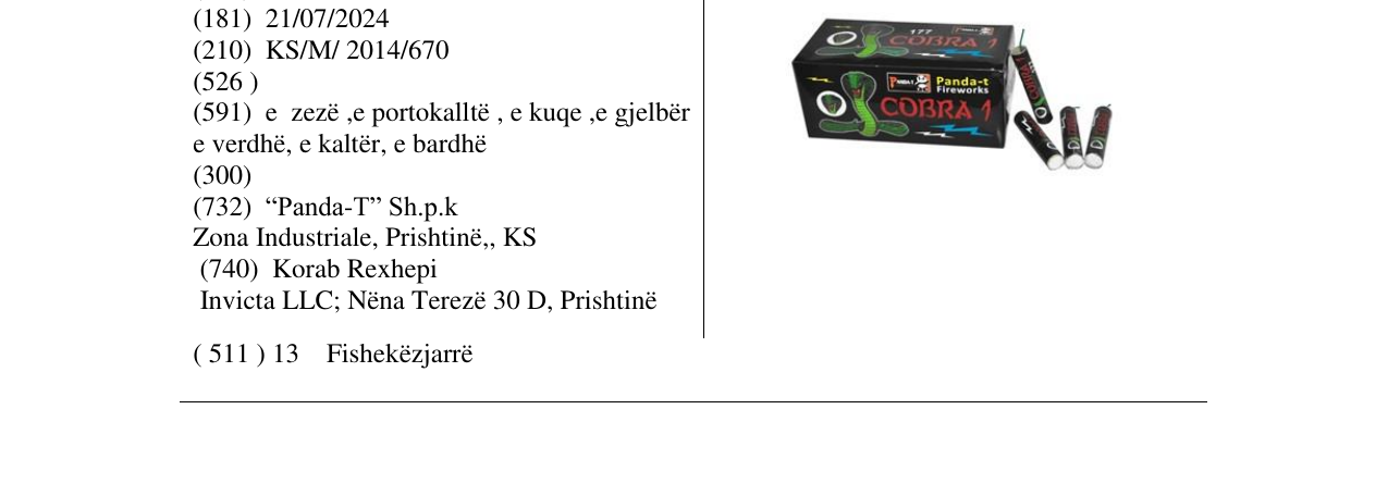 Zëri i markës COBRA 1 në buletin