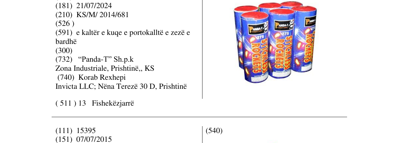 Zëri i markës STICKLESS ROCKETS në buletin