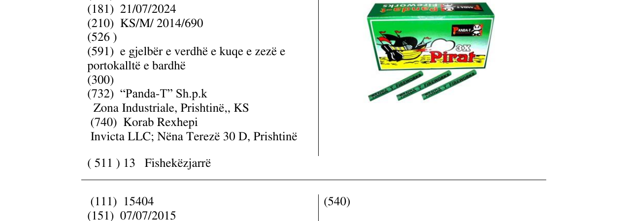 Zëri i markës Pirat 3X në buletin