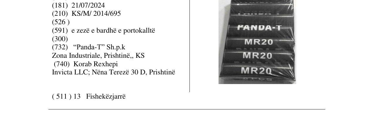 Zëri i markës MR 20 PANDA-T në buletin