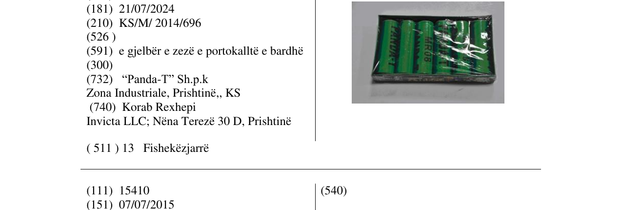 Zëri i markës MRO8 PANDA-T në buletin