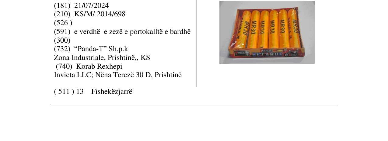 Zëri i markës MR 30 në buletin