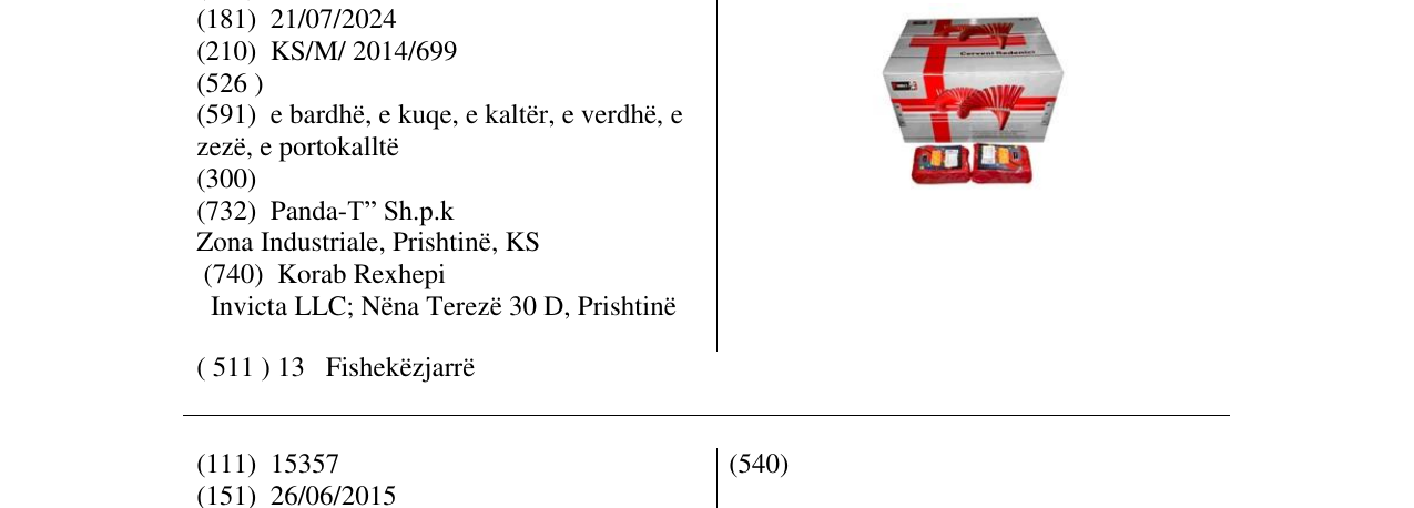 Zëri i markës CERVENI REDENICI në buletin