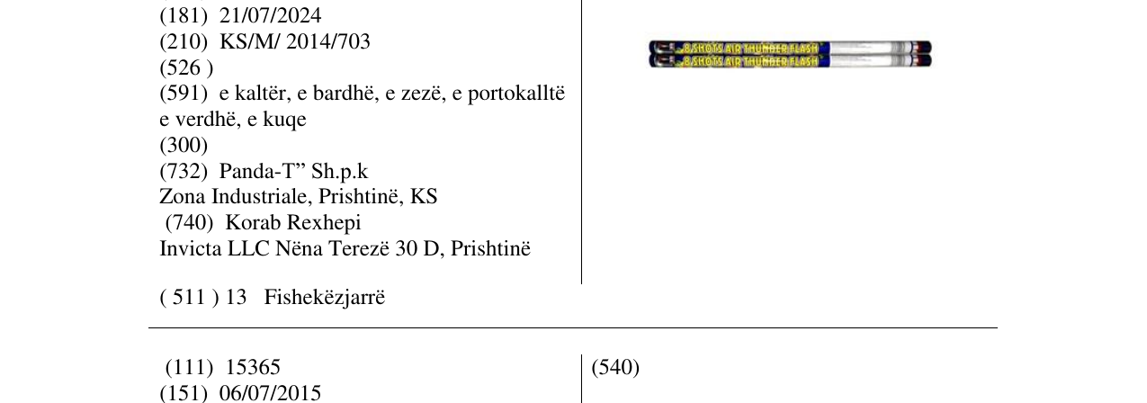 Zëri i markës Air Thunder Flash në buletin