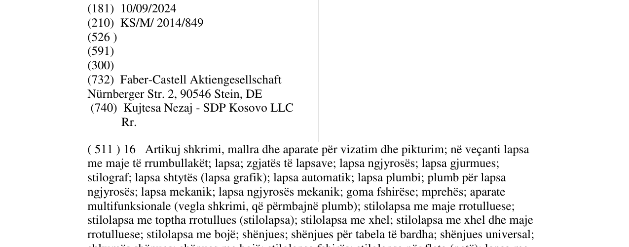 Zëri i markës FABER - CASTELL në buletin