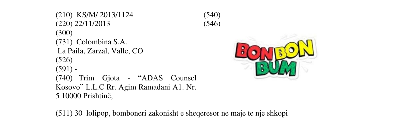Zëri i markës BON BON BUM në buletin