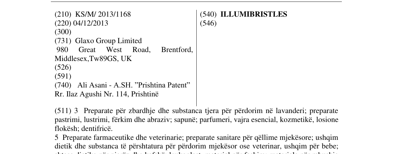 Zëri i markës ILLUMIBRISTLES në buletin