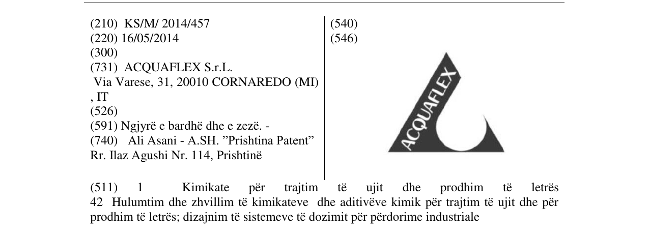 Zëri i markës ACQUAFLEX në buletin