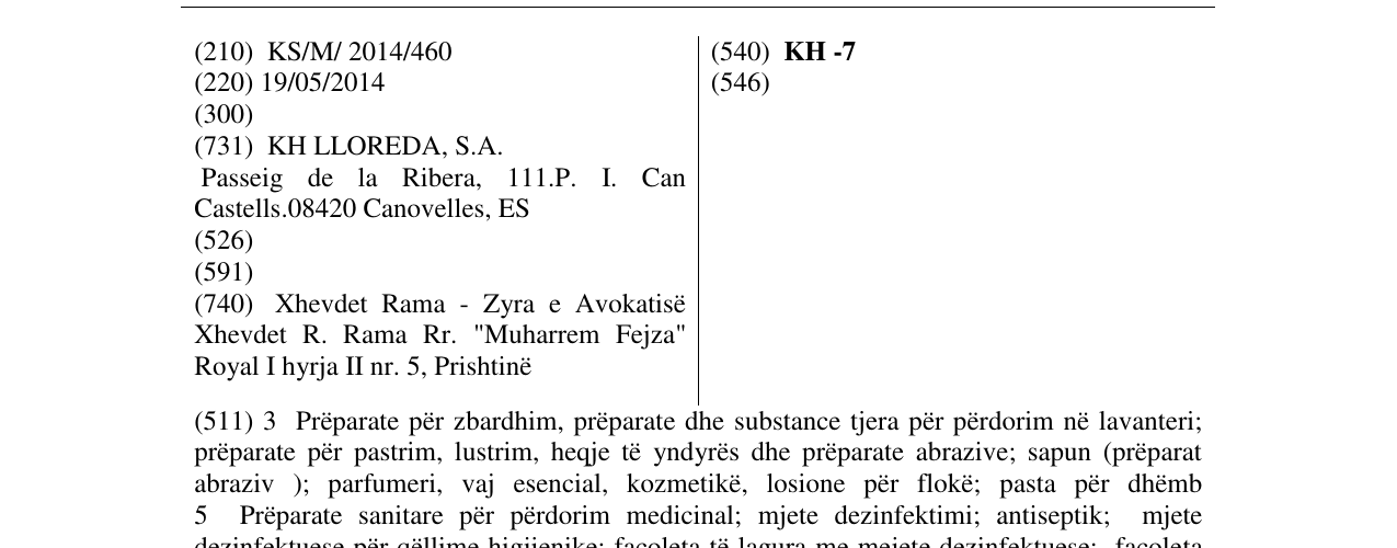 Zëri i markës KH -7 në buletin