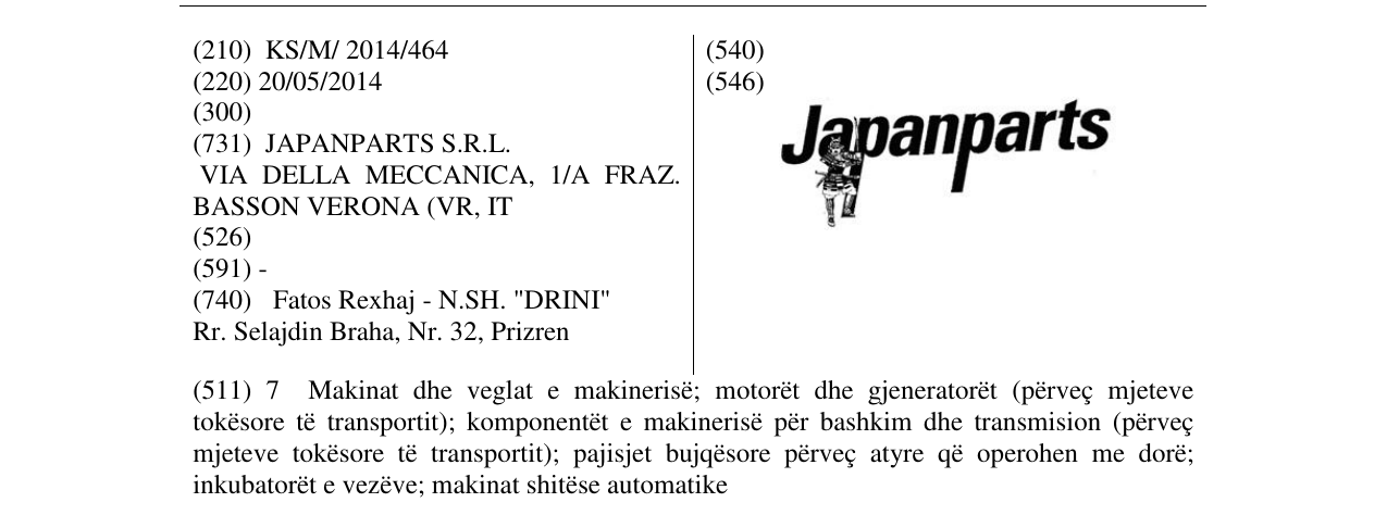 Zëri i markës Japanparts në buletin