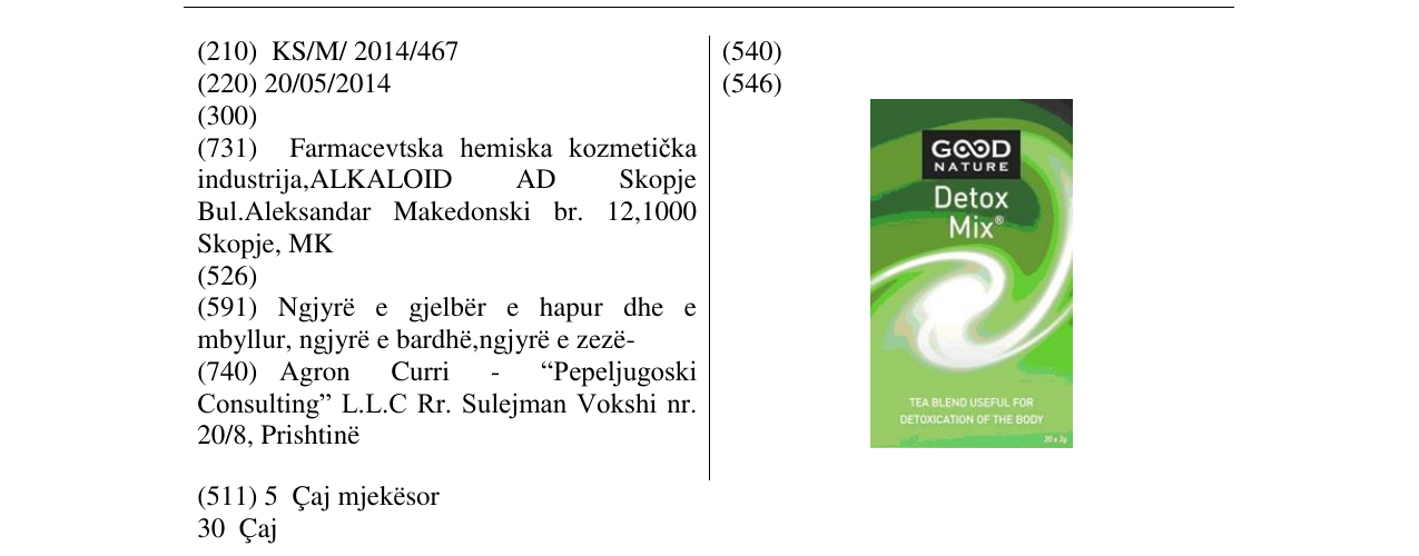 Zëri i markës GOOD NATURE Detox Mix në buletin