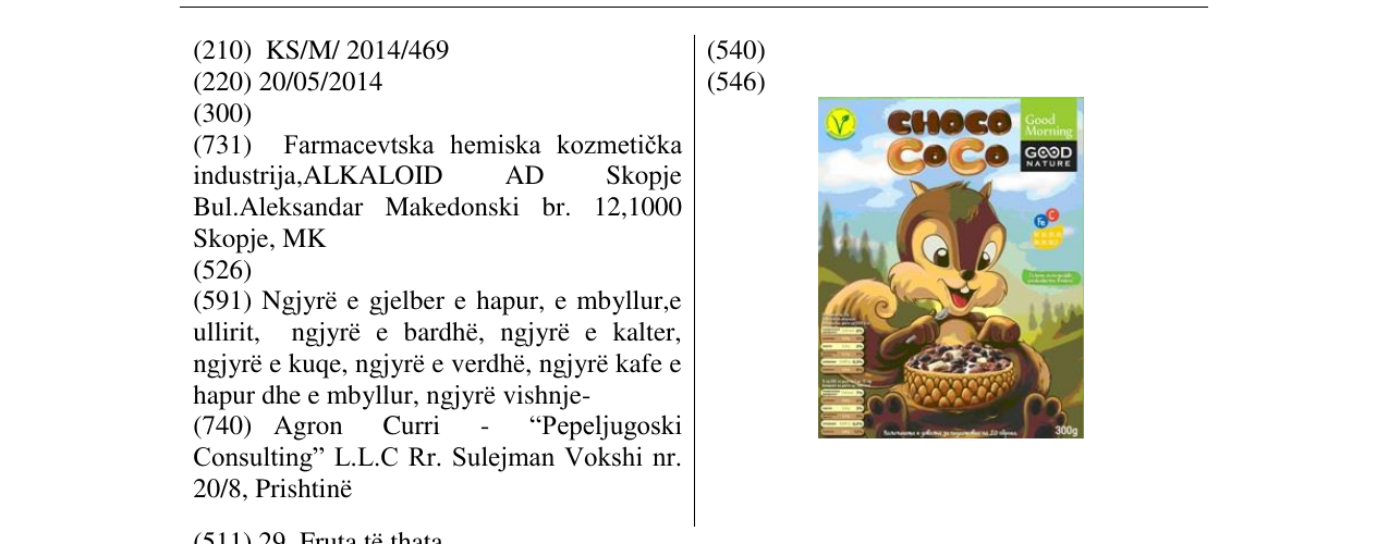 Zëri i markës CHOCO COCO në buletin