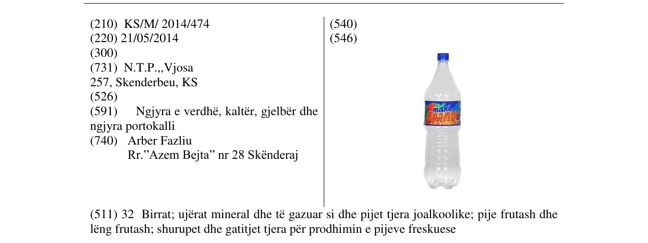 Zëri i markës Maxi Orange në buletin