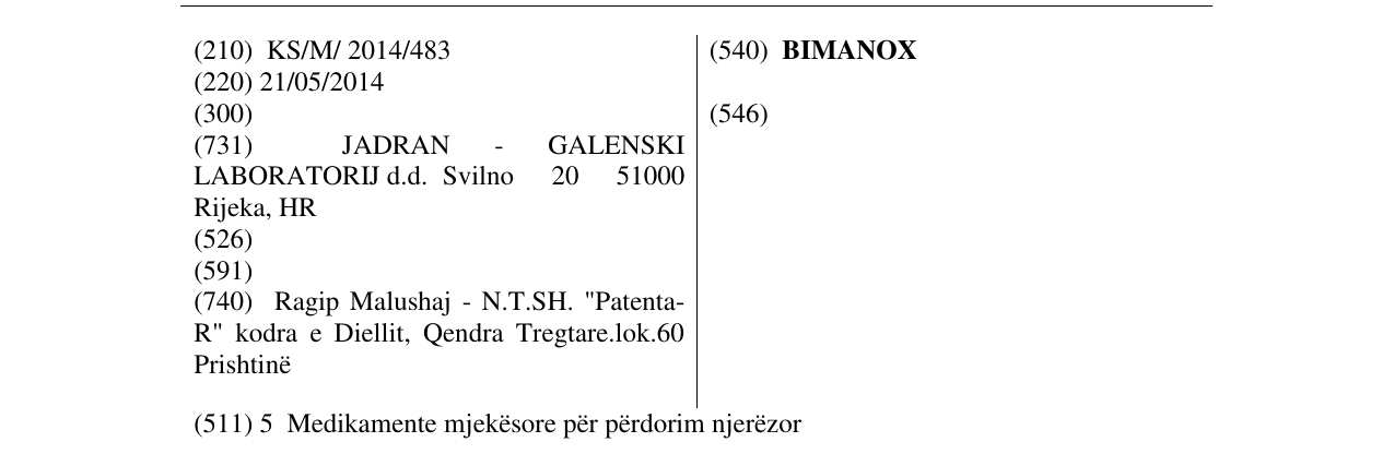 Zëri i markës BIMANOX në buletin